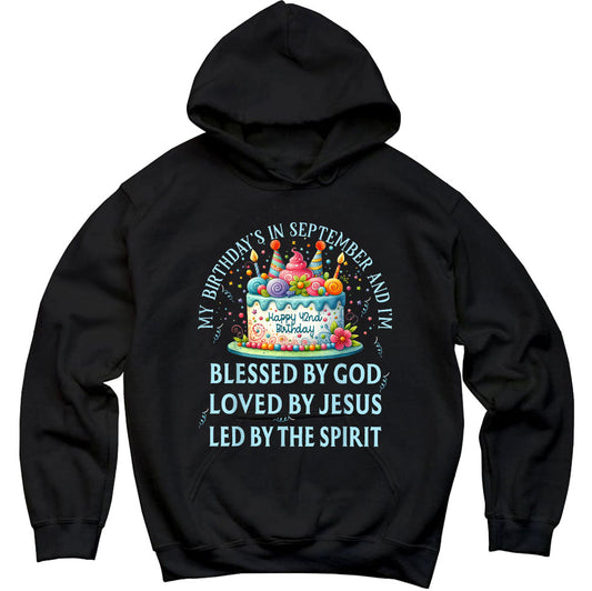 Blessed By God September Happy 42Nd Birthday Cake, Premium Hoodie, Unisex Hoodie, Jesus Gift