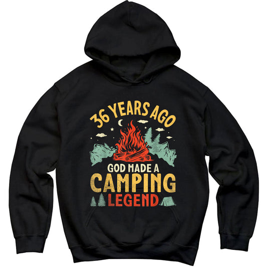 Happy Birthday To Me 36 Years Ago God Made A Camping Legend, Premium Hoodie, Unisex Hoodie, Jesus Gift