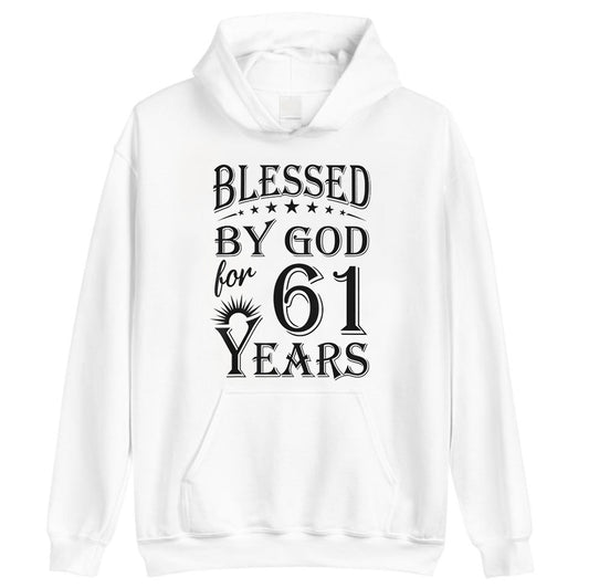 Vintage Blessed By God For 61 Years Happy 61St Birthday, Premium Hoodie, Unisex Hoodie, God Christian Shirt